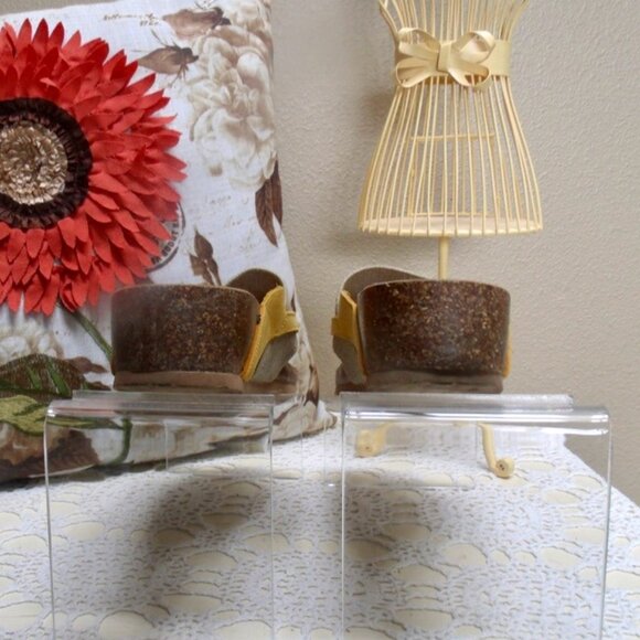 Bos. & Co. Wedge Thong Sandal Yellow Nubuck Leather 9 US 40 EU - Picture 4 of 6